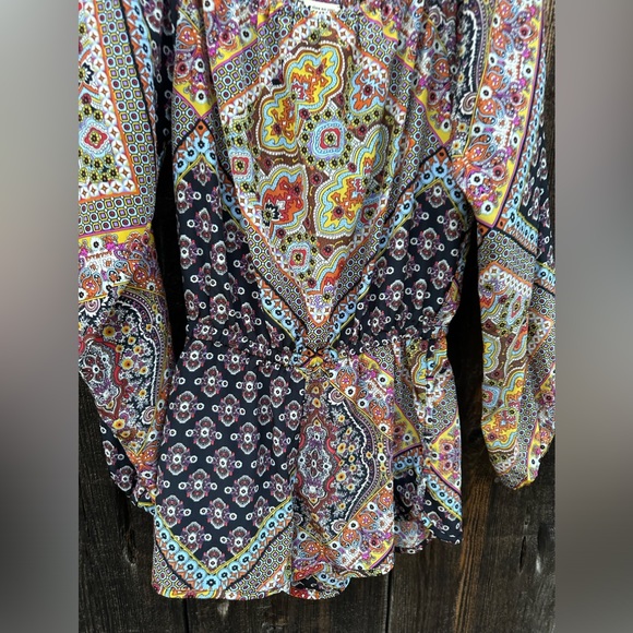 Show Me Your Mumu Paisley Mixed Print Bohemian Long Sleeve Romper - Picture 3 of 10